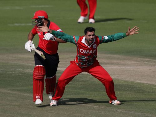 Babar Hayat of Hong Kong pictured during a match against Oman