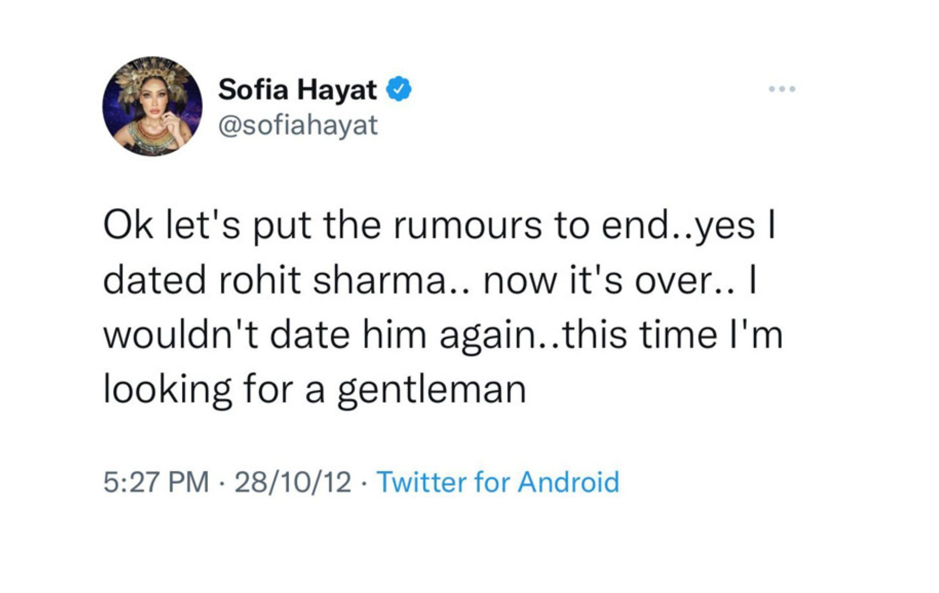 Screenshot of Sofia Hayat's old tweet.