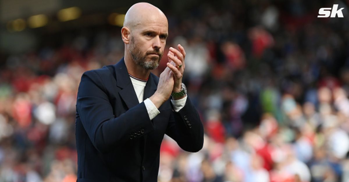 Manchester United manager Erik ten Hag reacts during a match.