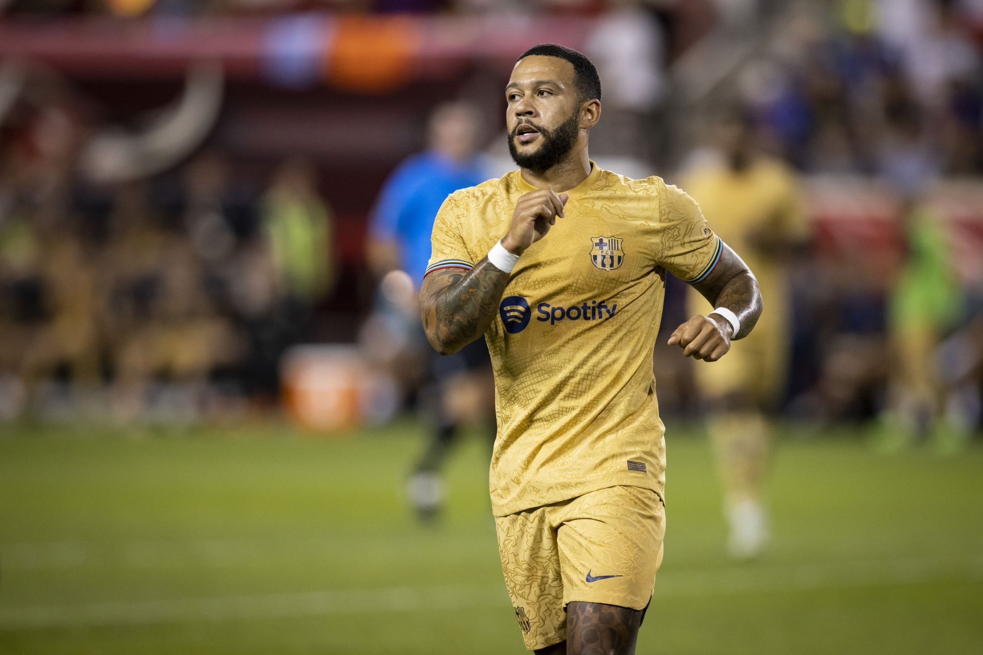 Memphis Depay in action against the New York Red Bulls in pre-season