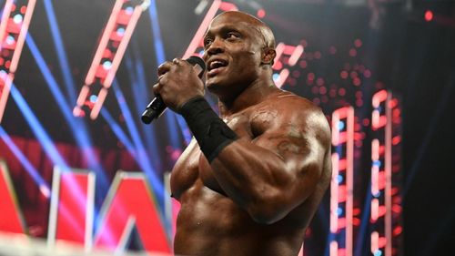 United States Champion Bobby Lashley delivering a promo on WWE RAW