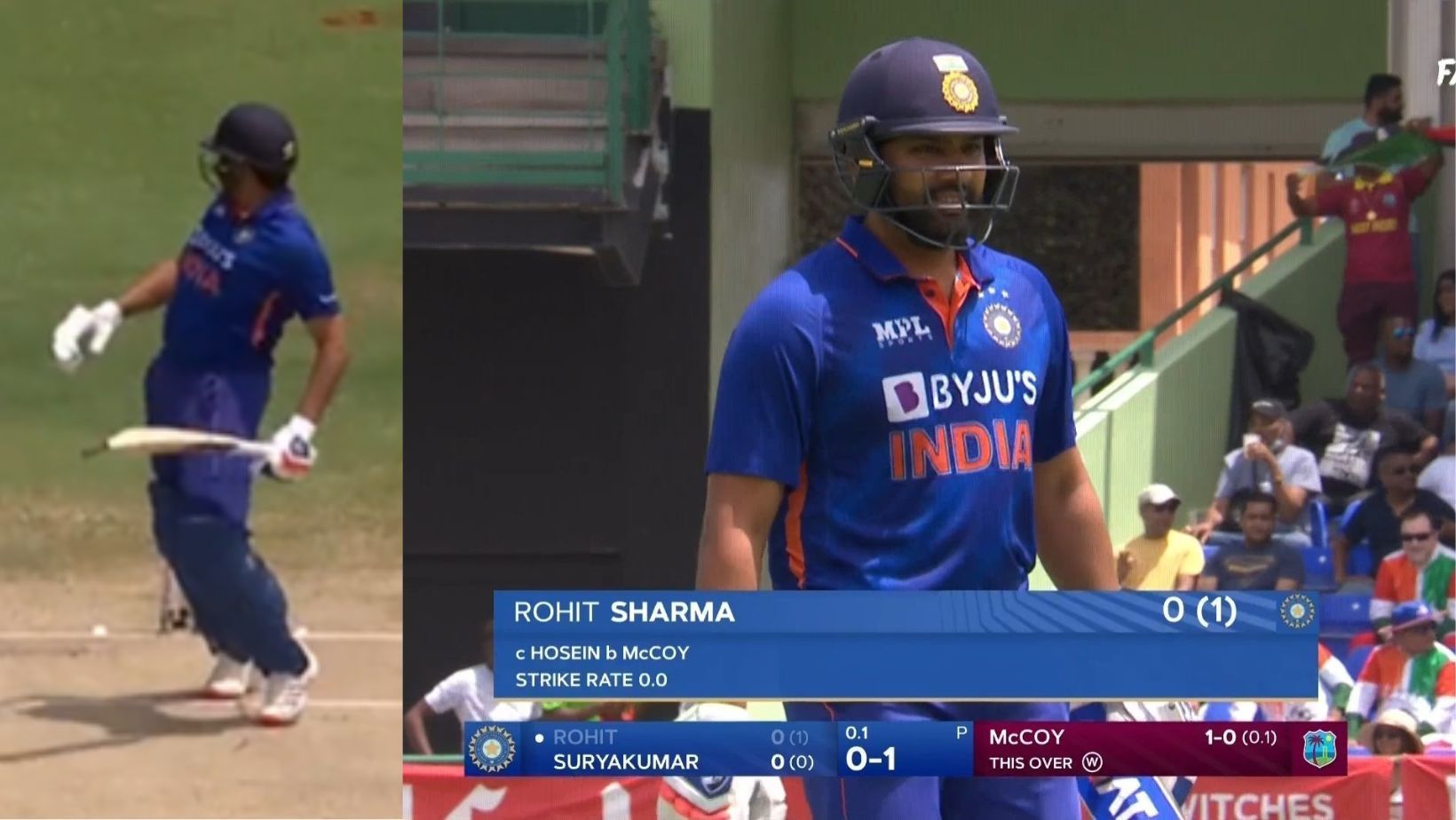 Snippets from Rohit Sharma&#039;s wicket today. (PC: Twitter)