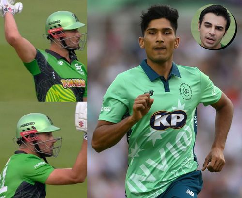 Marcus Stoinis has raised suspicion over Mohammad Hasnain’s bowling action. Pics: Twitter and Getty Images