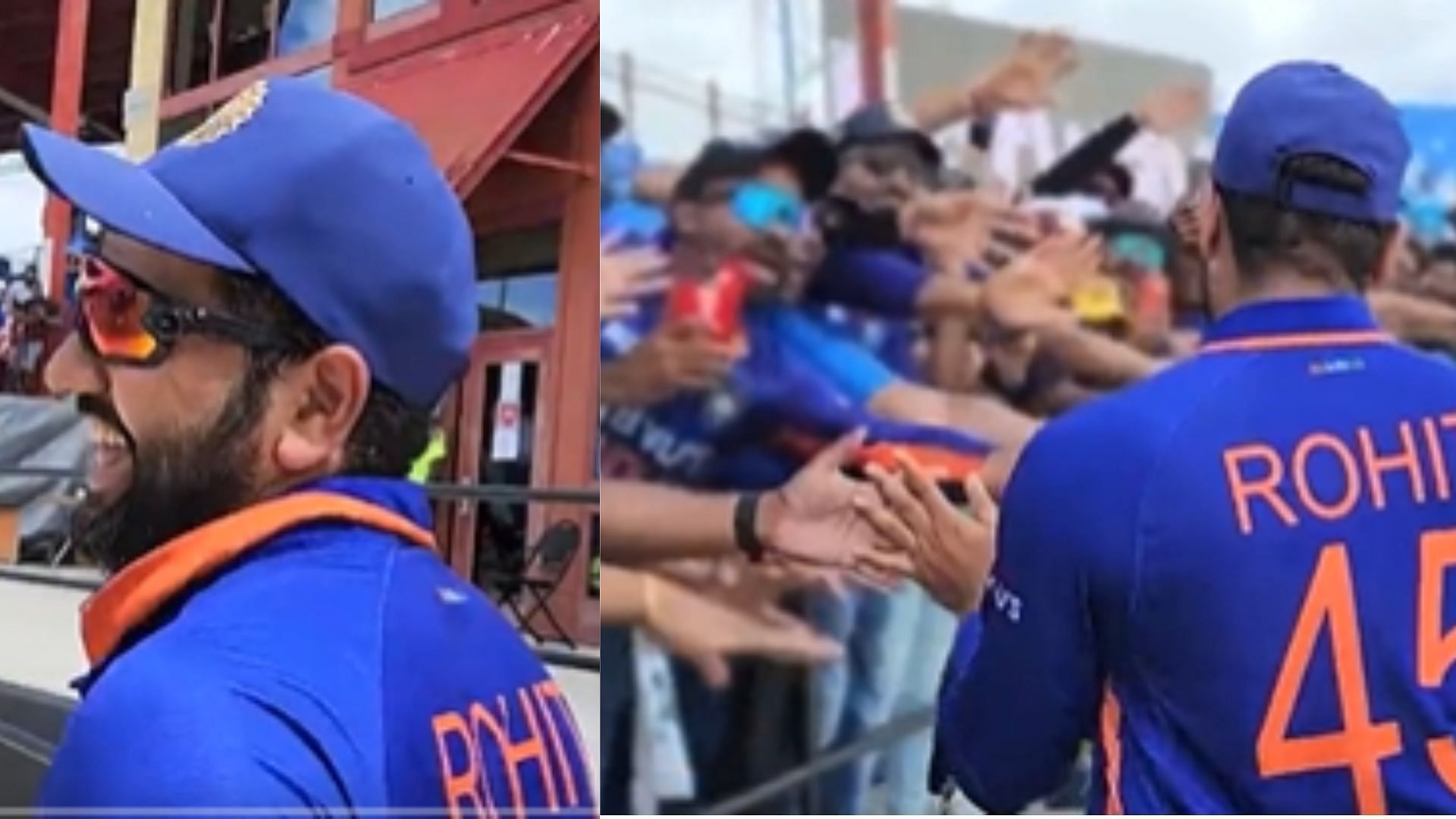 Screenshots from BCCI's video of Rohit Sharma thanking fans in Florida.