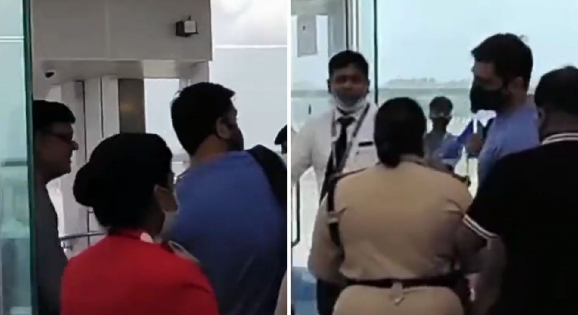 MS Dhoni checking in at the airport.