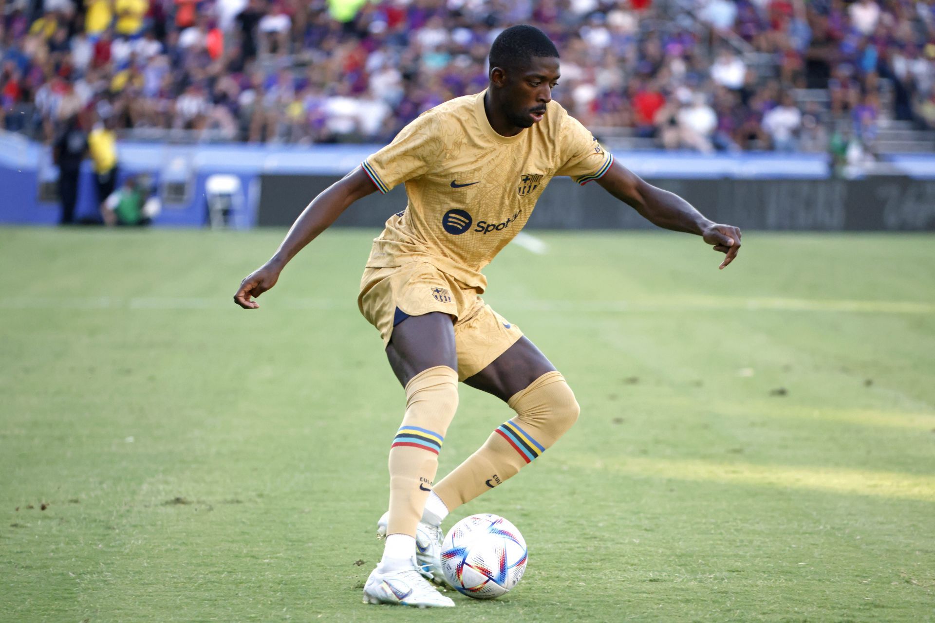 Ousmane Dembele in action against Juventus