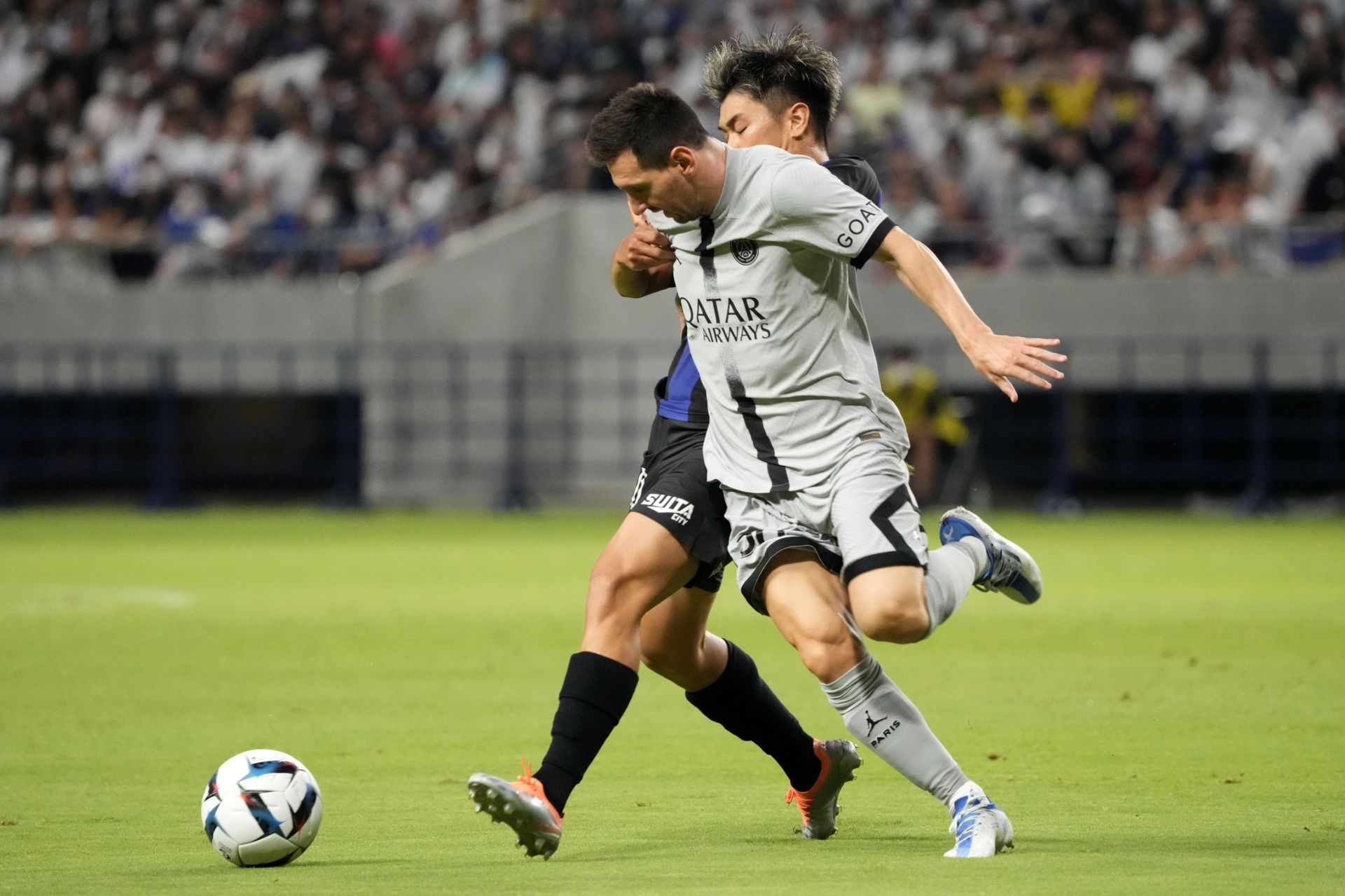 Lionel Messi during a pre-season friendly against Gamba Osaka