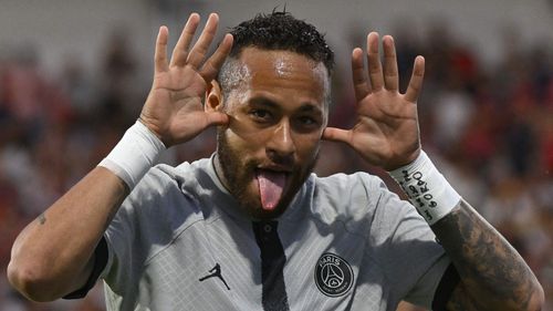 Neymar celebrates after scoring Paris Saint-Germain's opening goal.