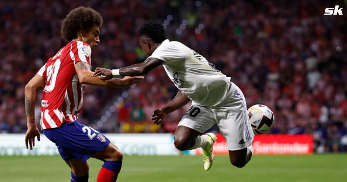 Vinicius Jr. (right) in action for Real Madrid against Atletico Madrid.