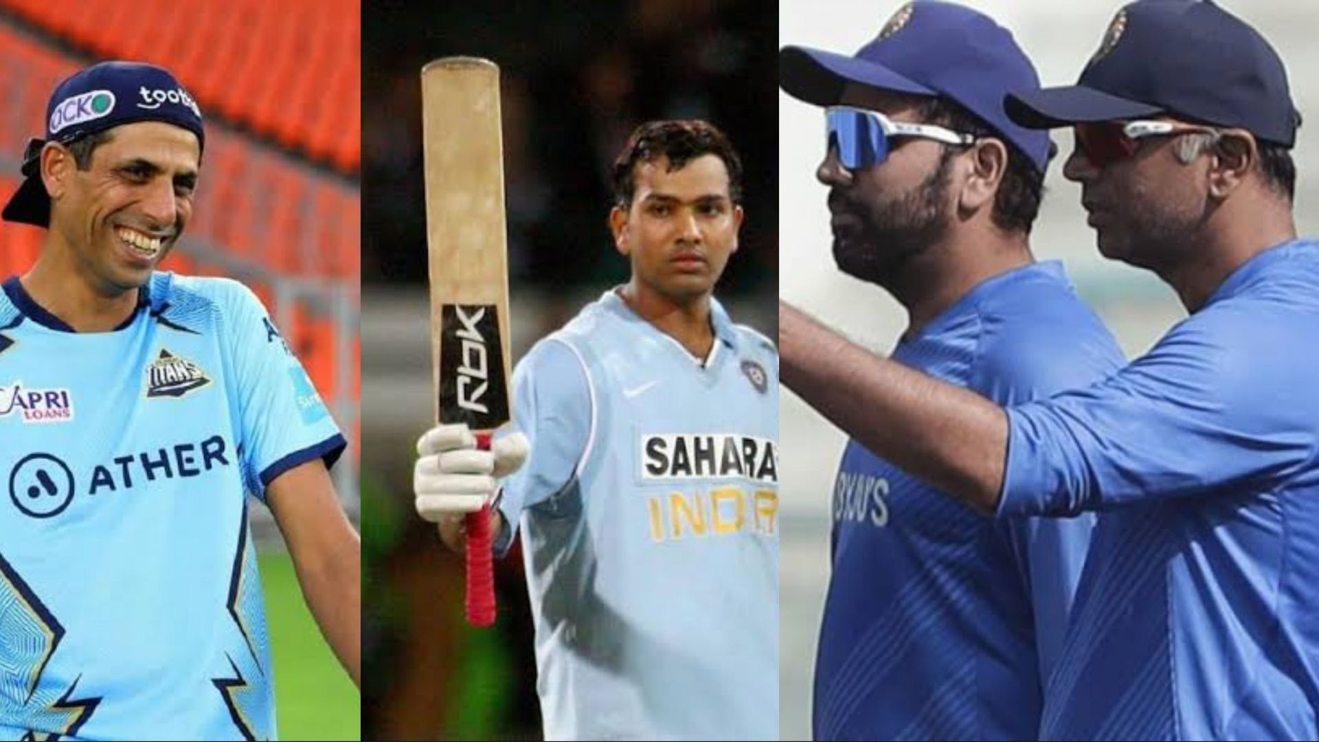 Ashish Nehra, Rohit Sharma and Rahul Dravid