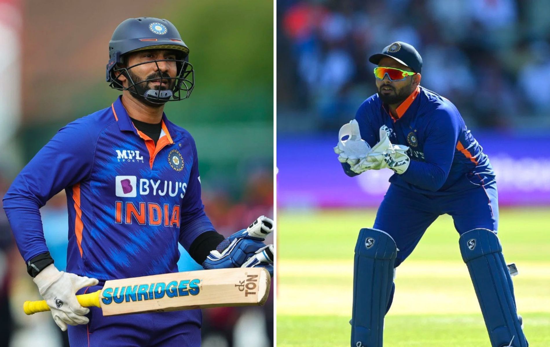 Dinesh Karthik (L) and Rishabh Pant (R). (Pics: Getty)