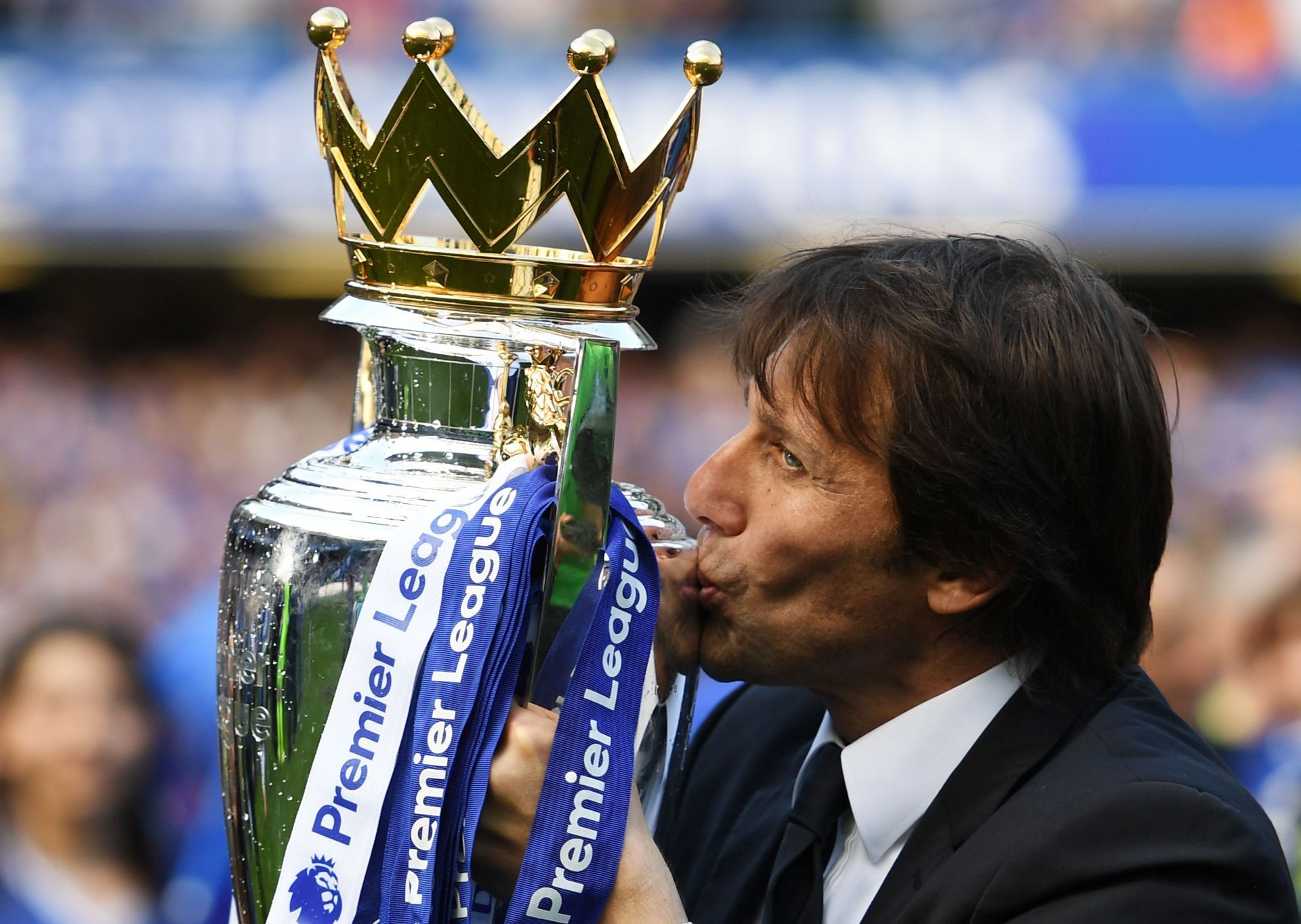 Conte won two trophies with the Blues