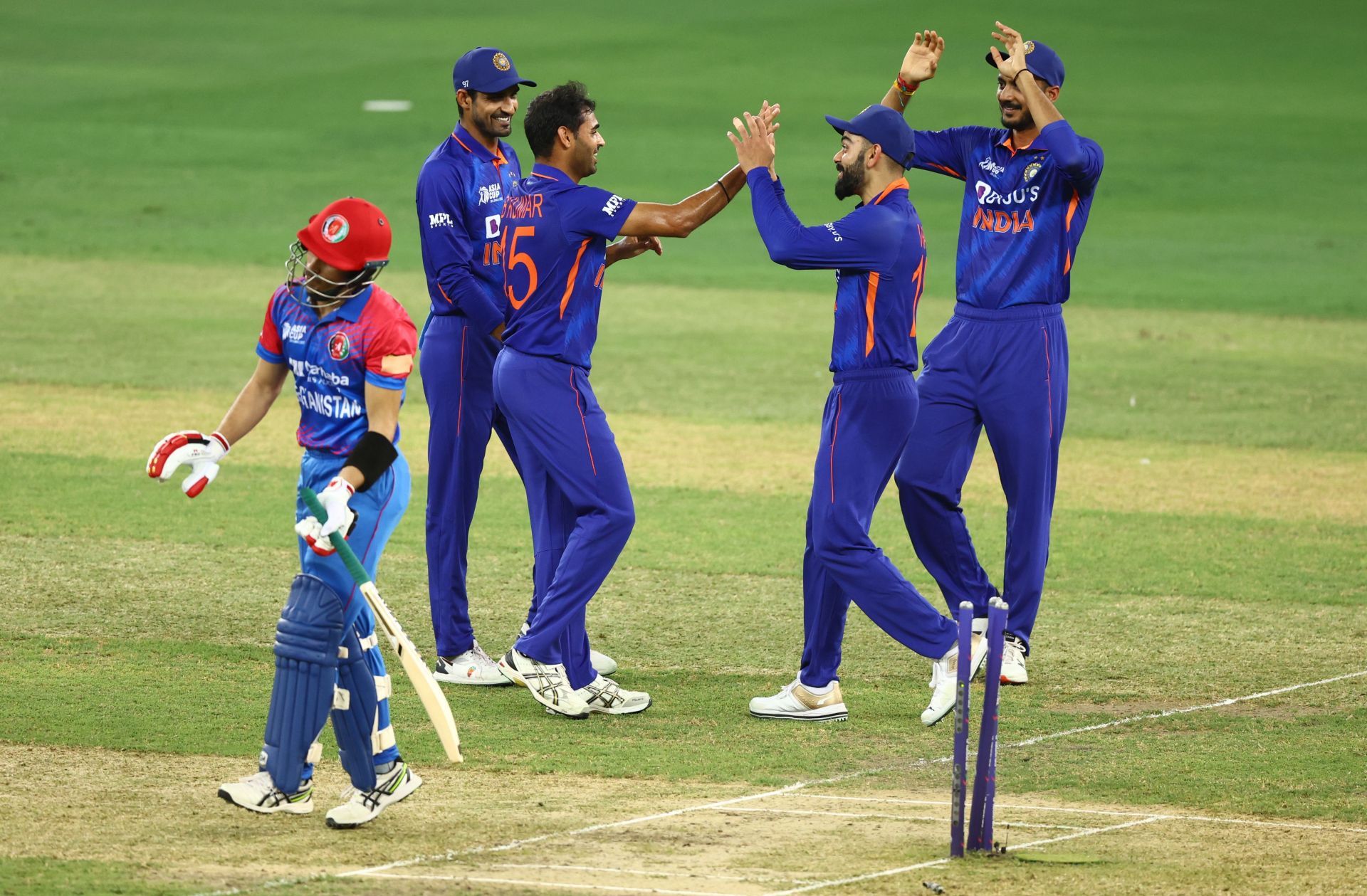 Bhuvneshwar Kumar dismantled the Afghanistan top order in Asia Cup 2022. (Image: Getty)