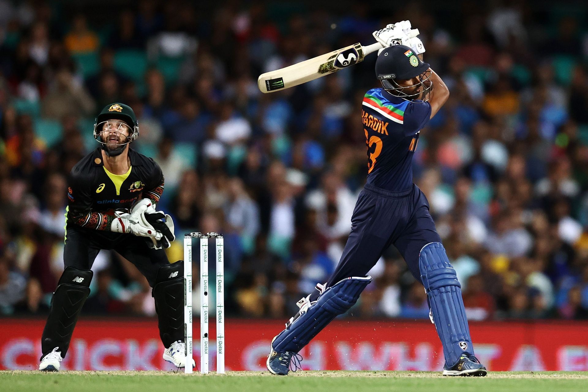 Hardik Pandya played a blinder in the Sydney T2OI in 2020. Pic: Getty Images