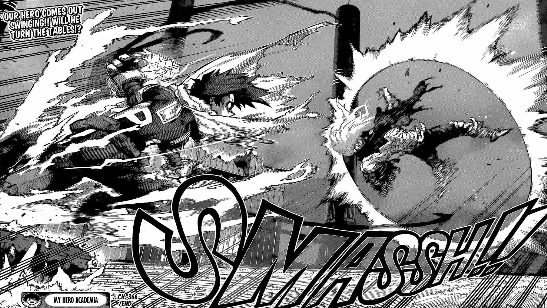 Deku attacking Shigaraki in My Hero Academia chapter 366 (Image via Shueisha)