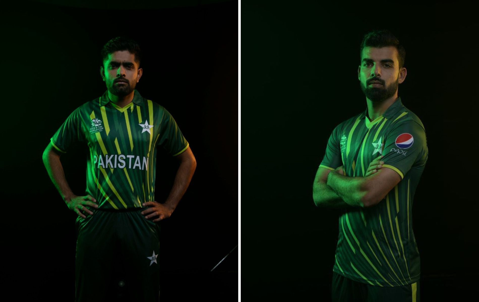 Babar Azam (L) and Shadab Khan (R). (Pics: Twitter)