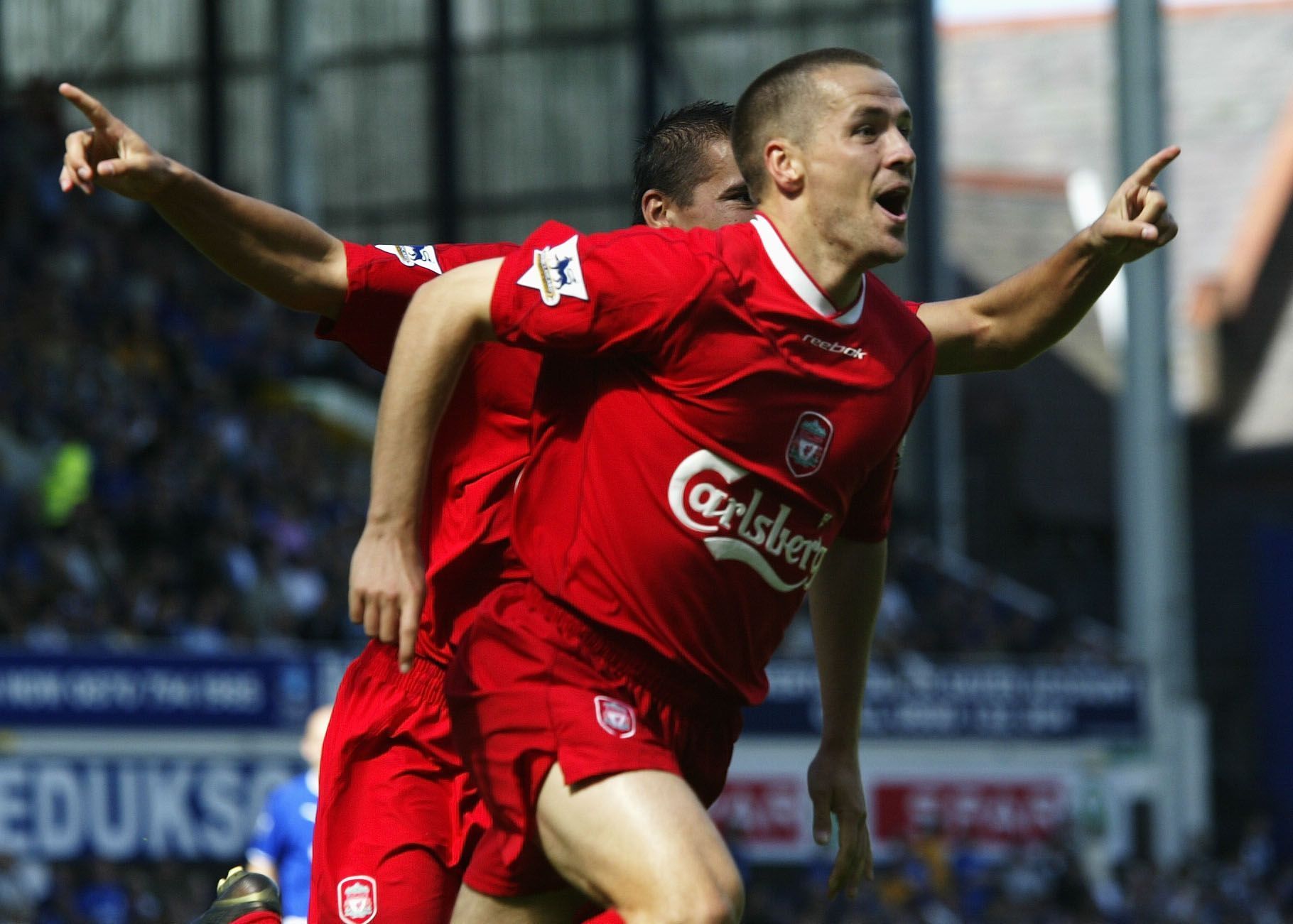 Michael Owen celebrates after scoring