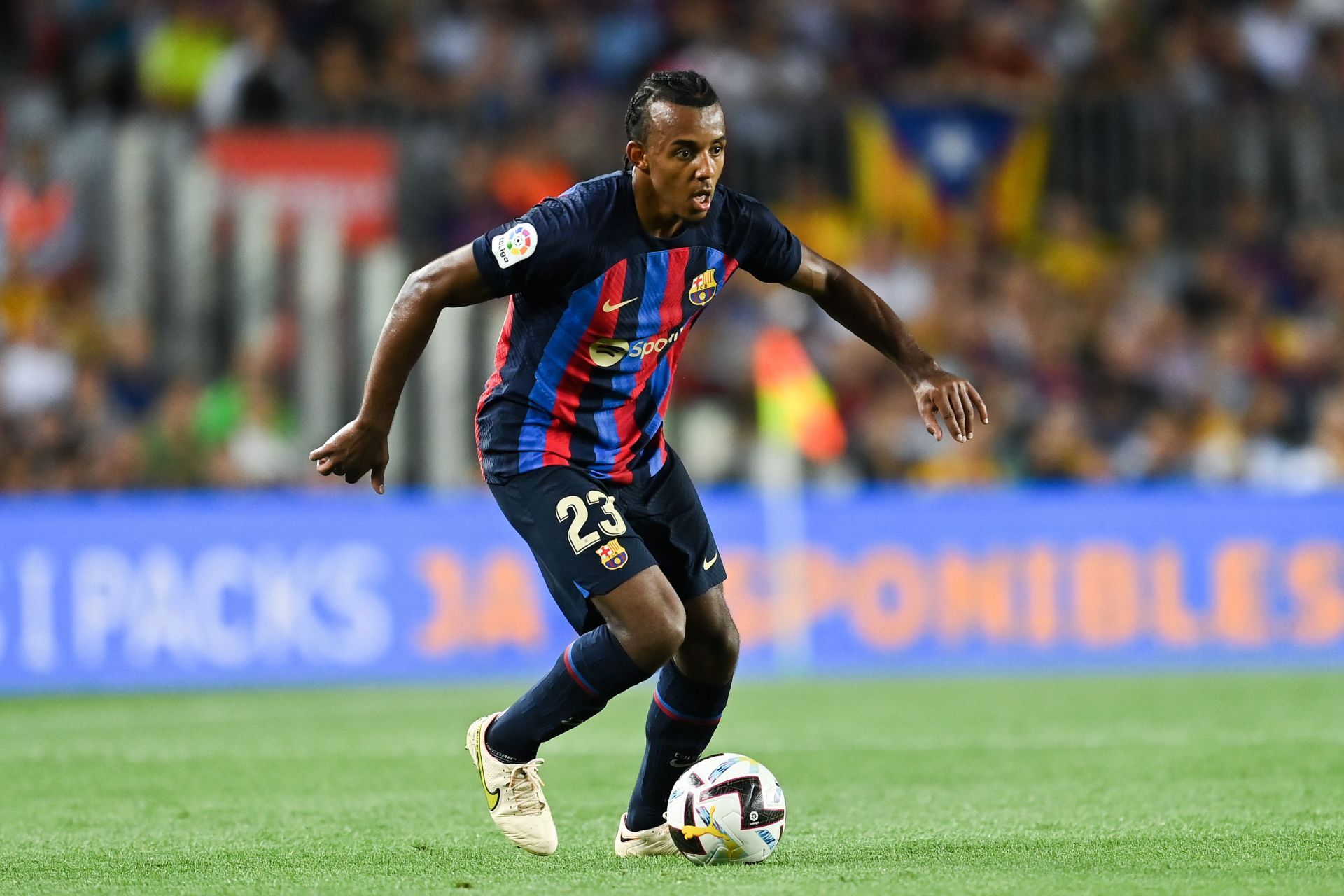 Kounde in action for Barcelona against Real Valladolid