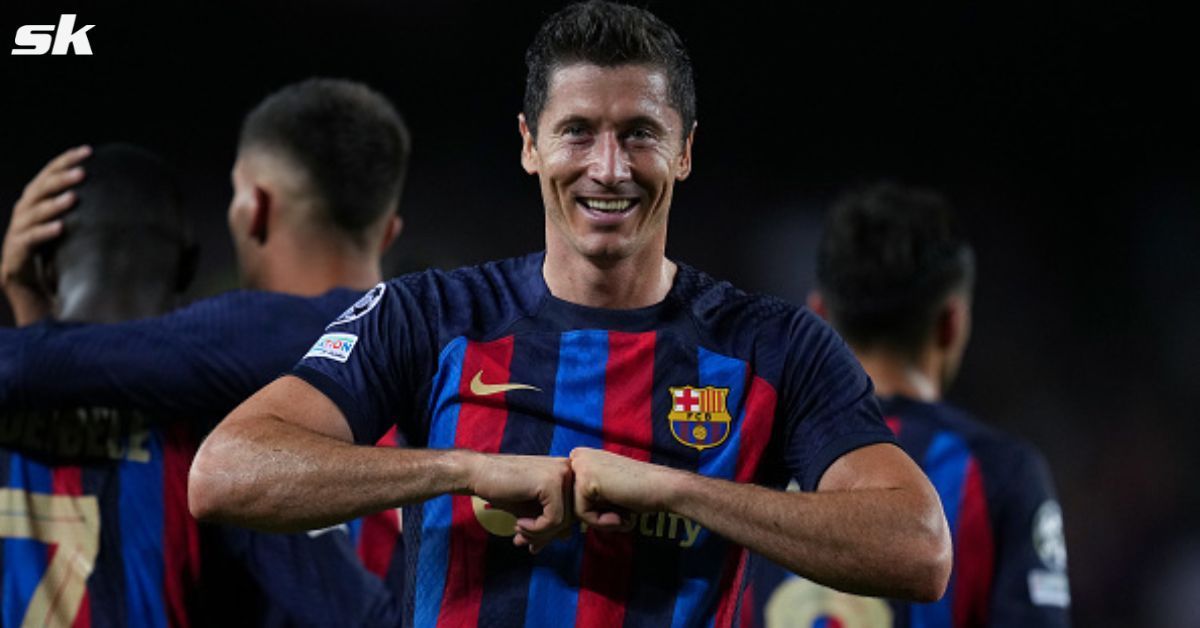 Barcelona star Rober Lewandowski in action