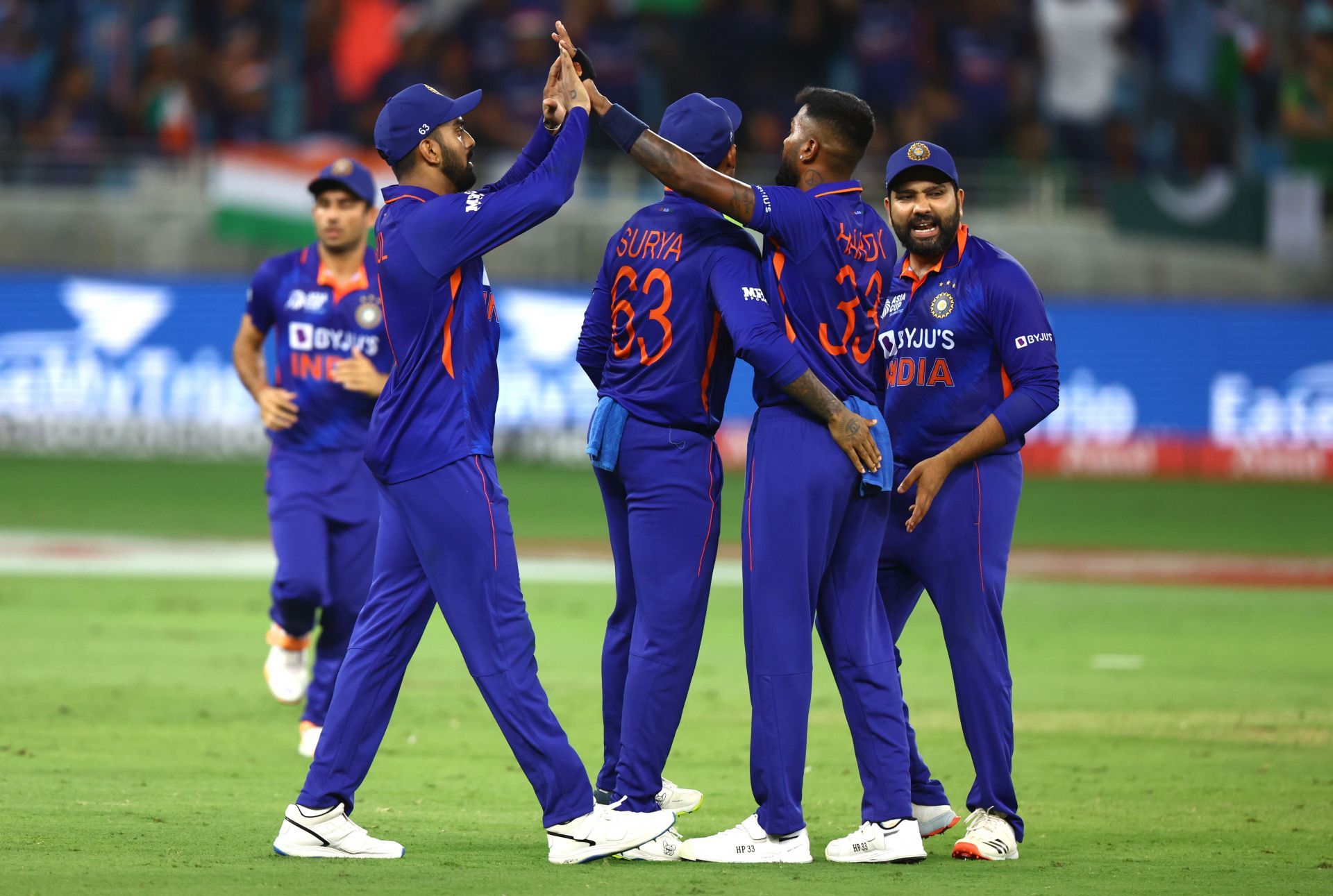 Team India celebrate a wicket against Pakistan. Pic: Getty Images