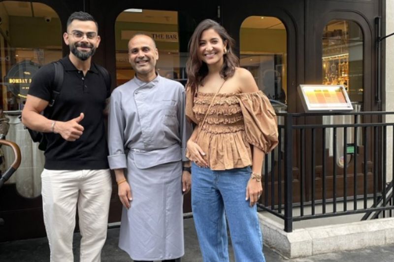 Virat and Anushka at an Indian restaurant in London. Pic: Surender Mohan