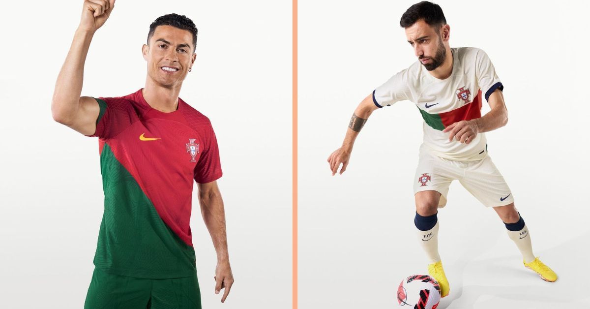 Portugal home kit (left) and away kit (right) for the 2022 FIFA World Cup (cred: Portugal Twitter)