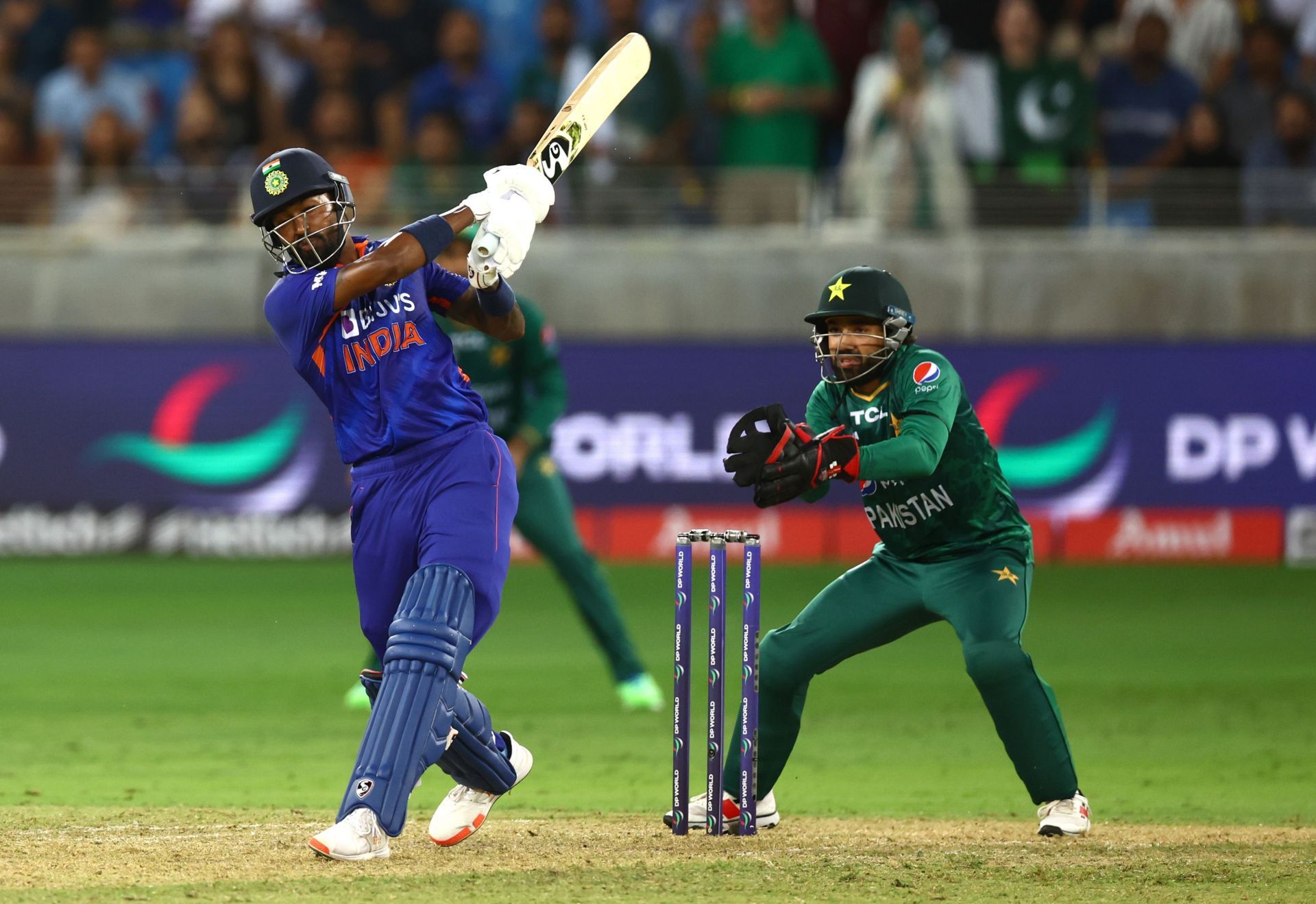 Hardik Pandya batting against Pakistan during the Asia Cup. Pic: Getty Images