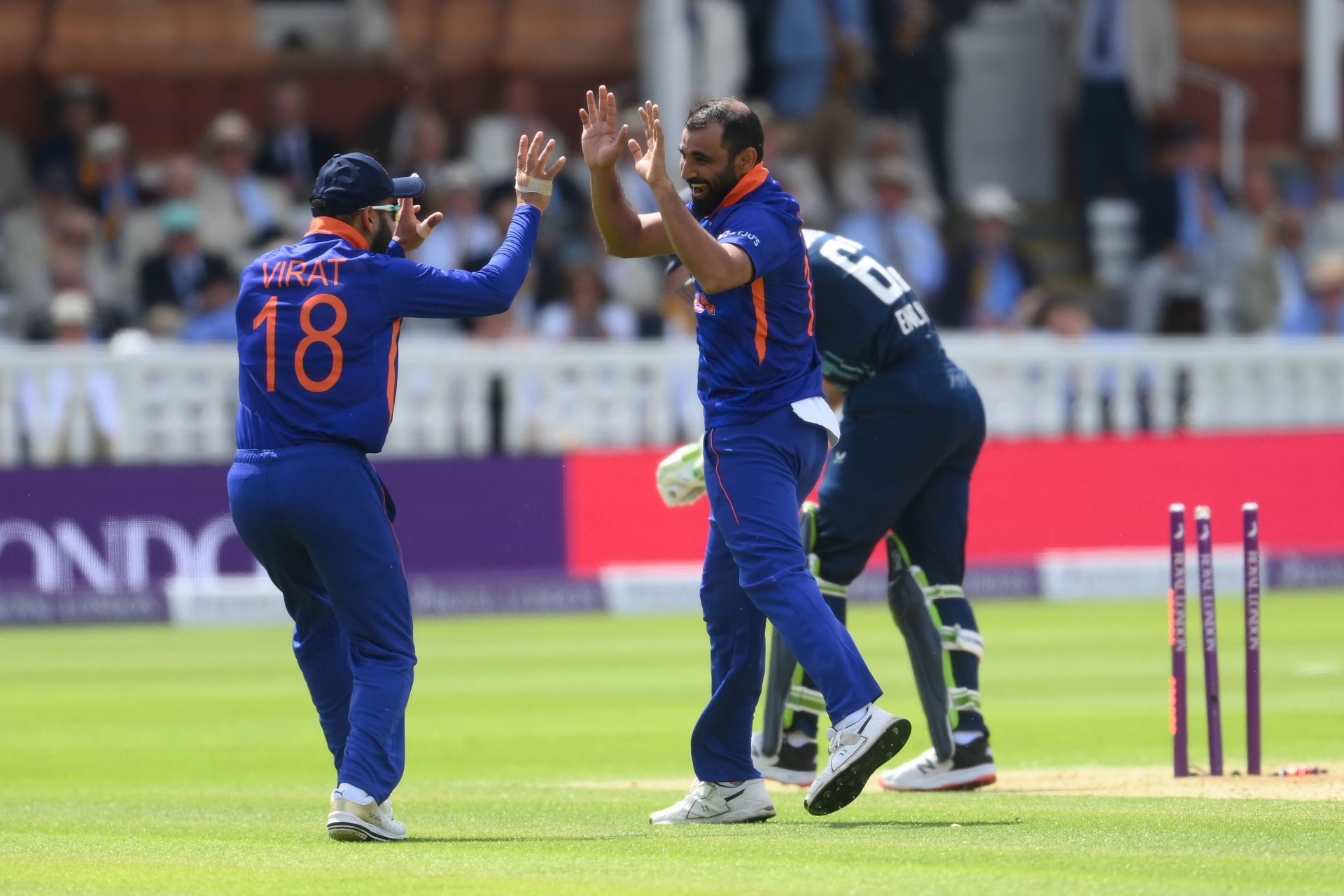 Mohammed Shami (right) is mostly like to replace Jasprit Bumrah for the T20 World Cup. Pic: Getty Images