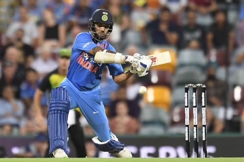 Shikhar Dhawan bats during the 2018 Brisbane T20I. Pic: Getty Images