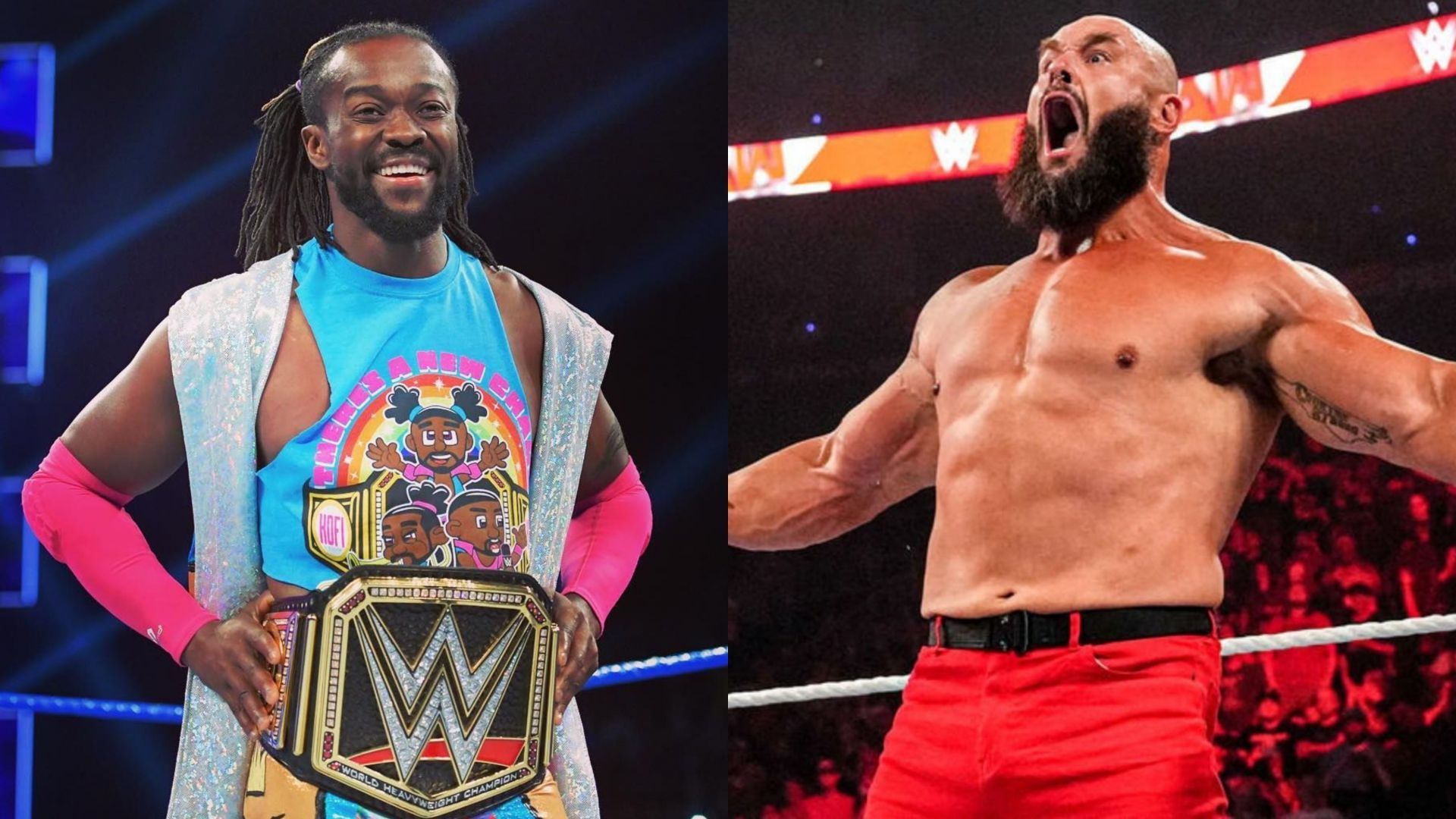 Kofi Kingston (left) and Braun Strowman (right)