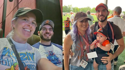 Johnny Gargano with his wife, Candice LeRae