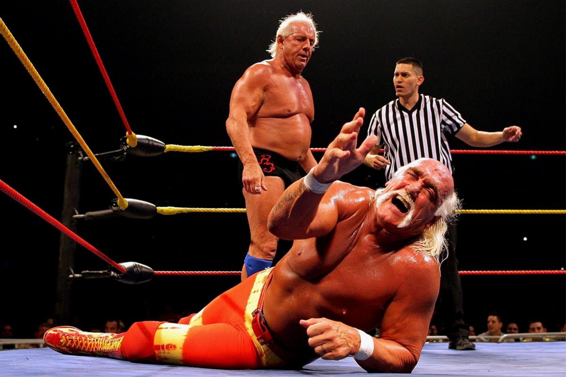 Ric Flair wrestling Hulk Hogan during Hogan's Austrailian Tour in 2009.