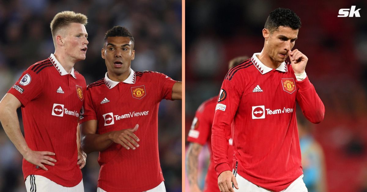 Scott McTominay and Casemiro (left) and Cristiano Ronaldo (right)