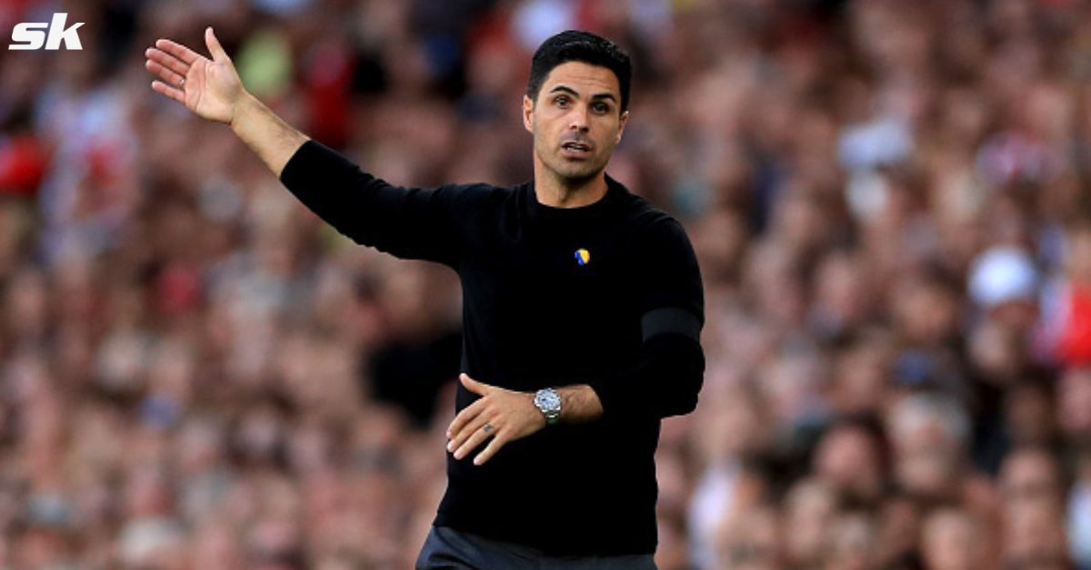 Arsenal manager Mikel Arteta looks on during a match.