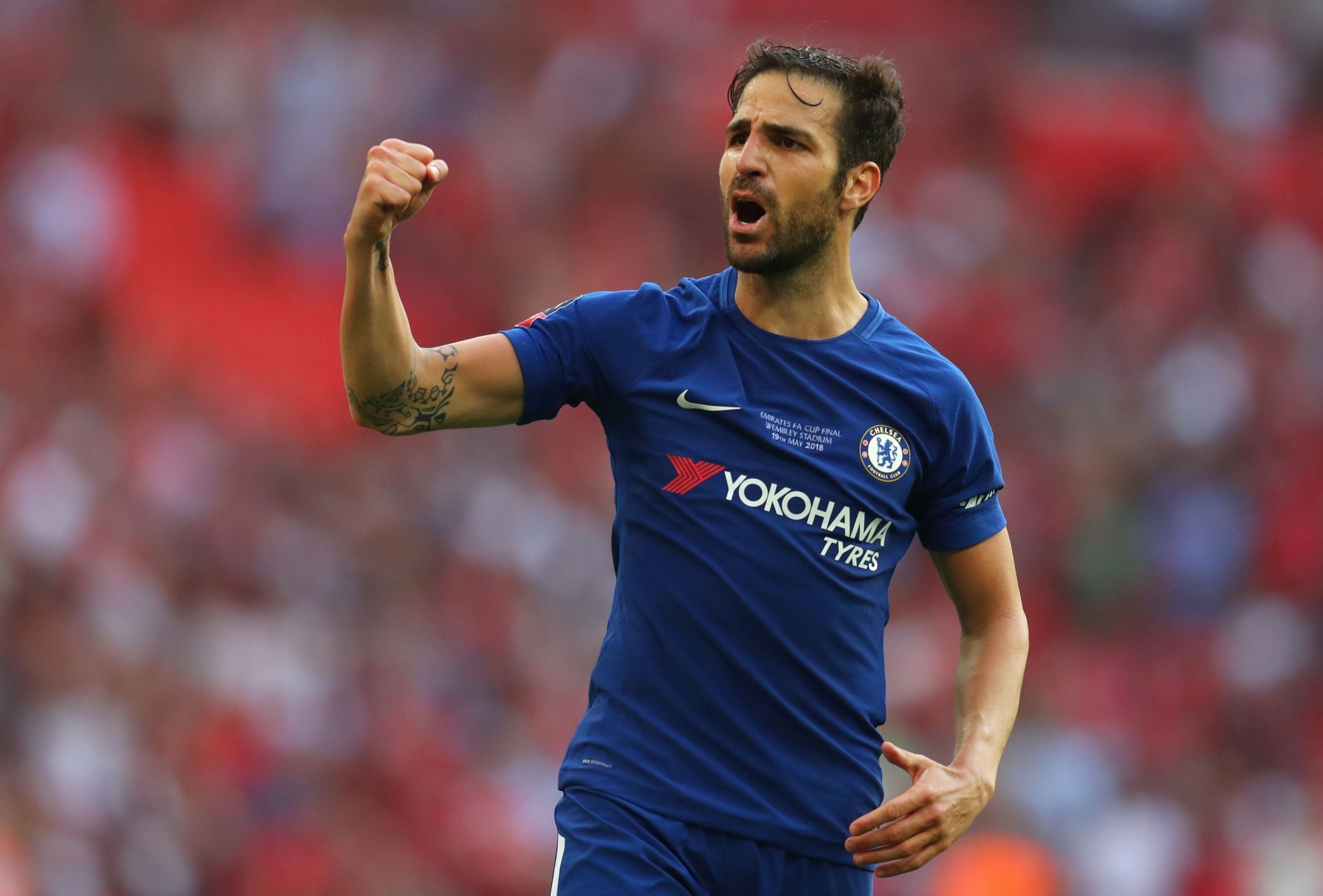 Cesc Fabregas in action against Manchester United - The Emirates FA Cup Final
