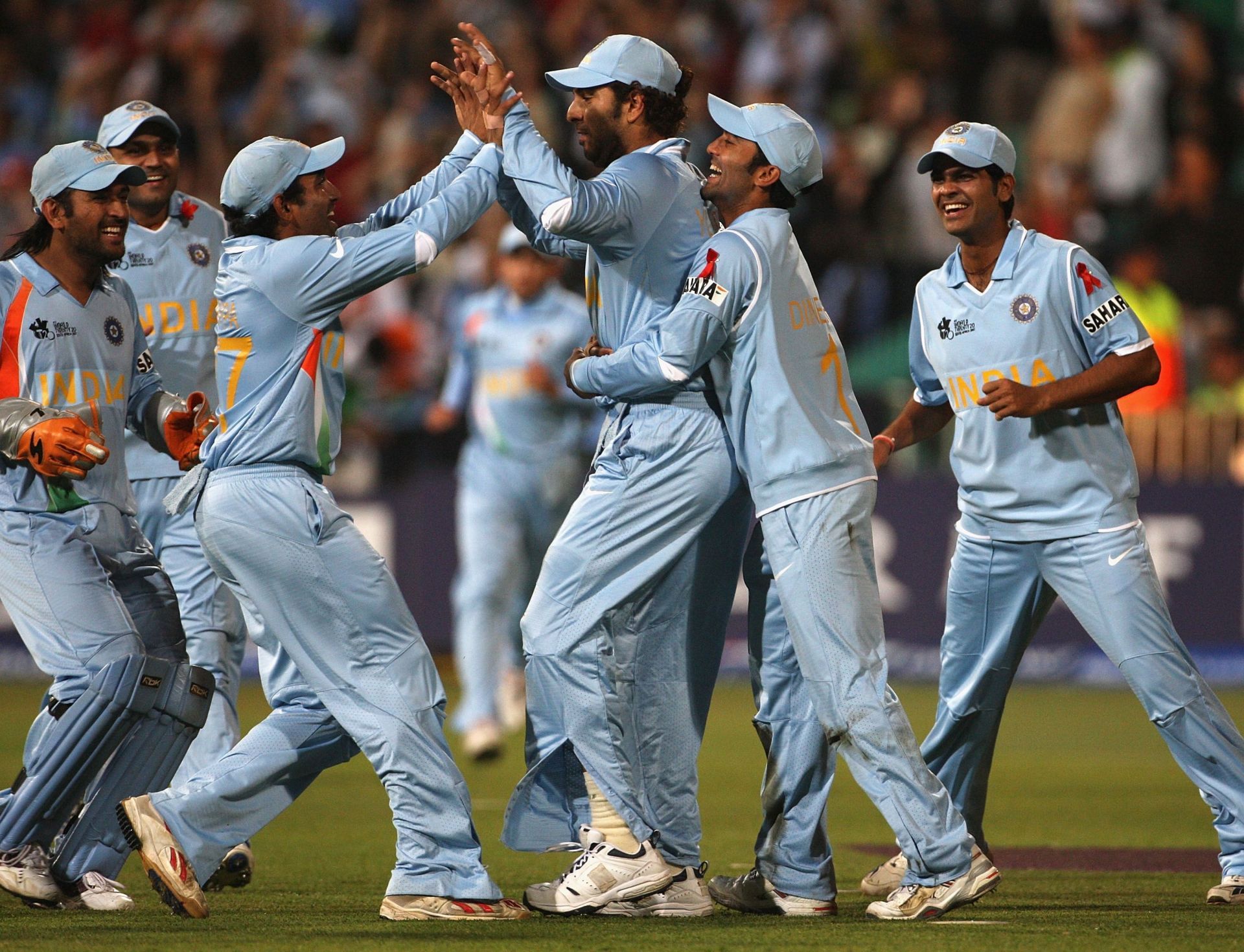 Team India during the 2007 T20 World Cup. Pic: Getty Images