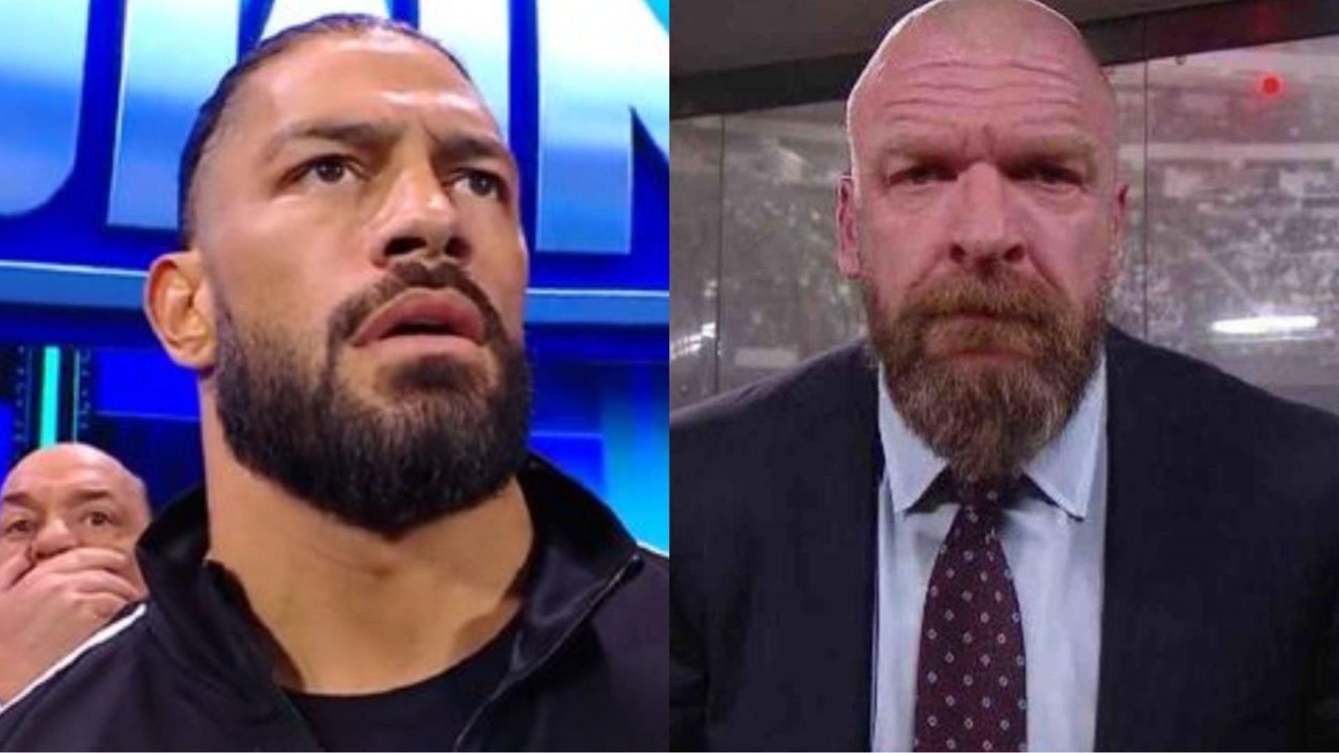 Roman Reigns (left); Triple H (right)