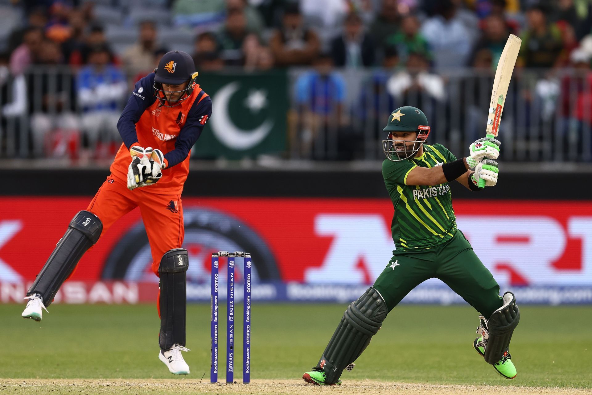 Mohammad Rizwan in action during the Pakistan v Netherlands game at the ICC Men&#039;s T20 World Cup (Image: Getty)