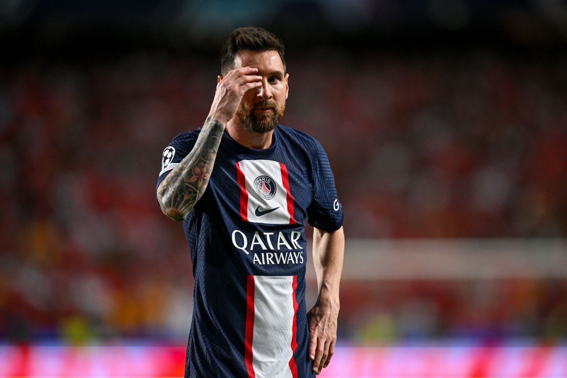 PSG superstar Lionel Messi in action against Benfica.