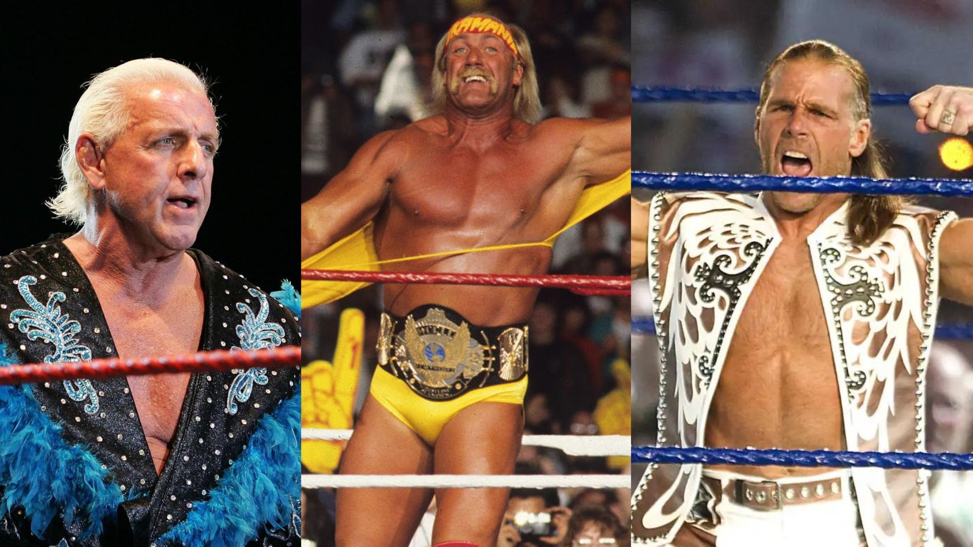 WWE legends Ric Flair, Hulk Hogan, and Shawn Michaels