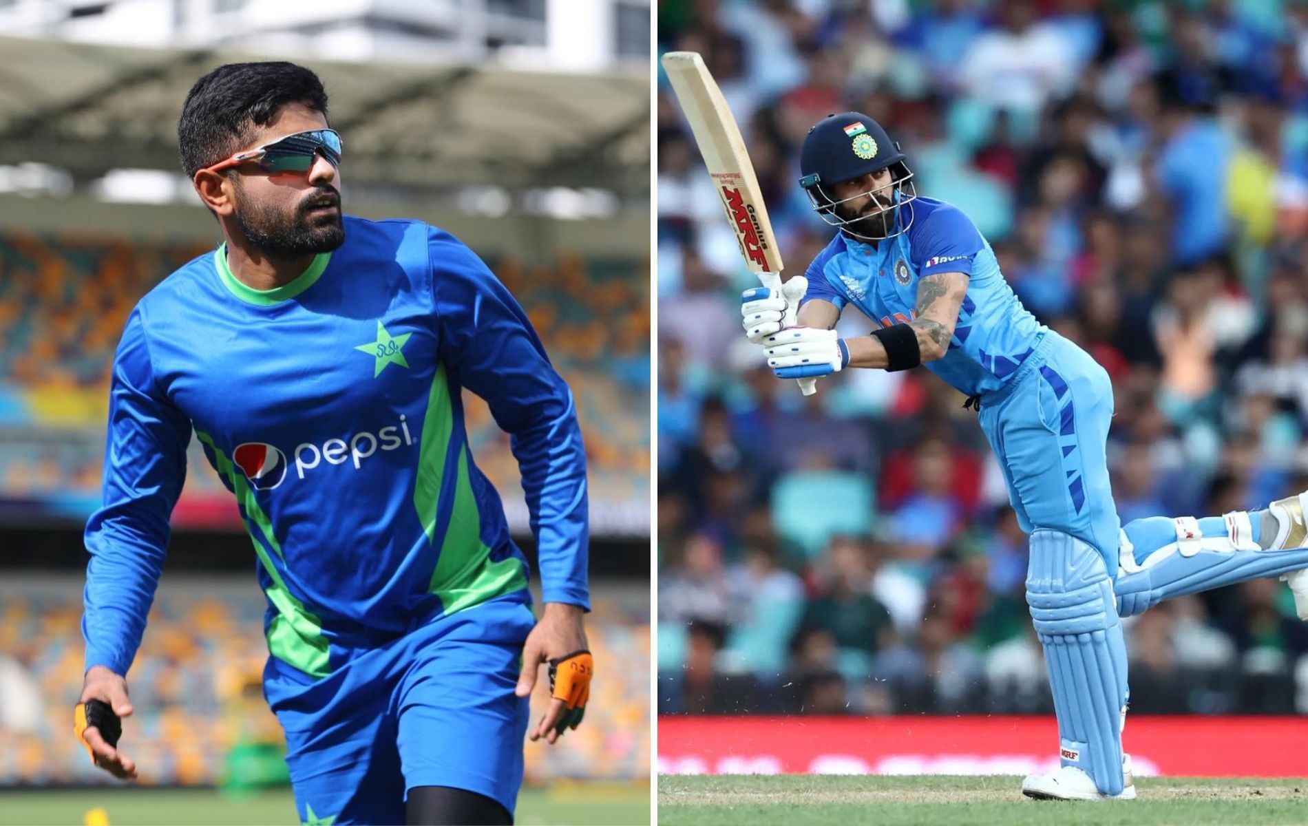 Babar Azam (L) and Virat Kohli (R). (Pics: Twitter)