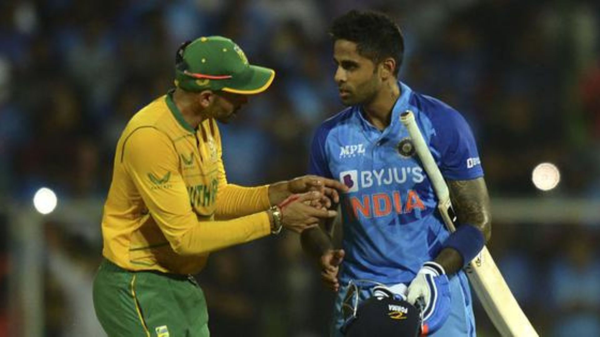 Keshav Maharaj (L) could prove to be Suryakumar Yadav