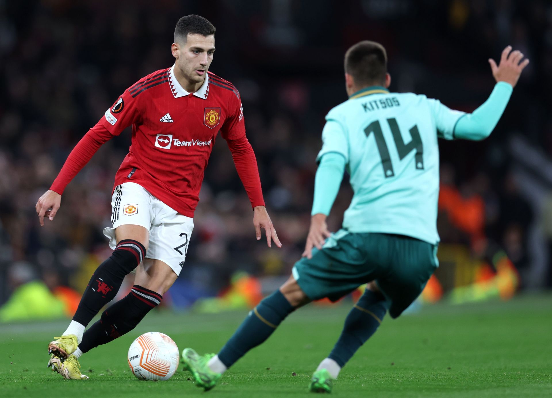 Diogo Dalot (left) has admirers at Camp Nou.