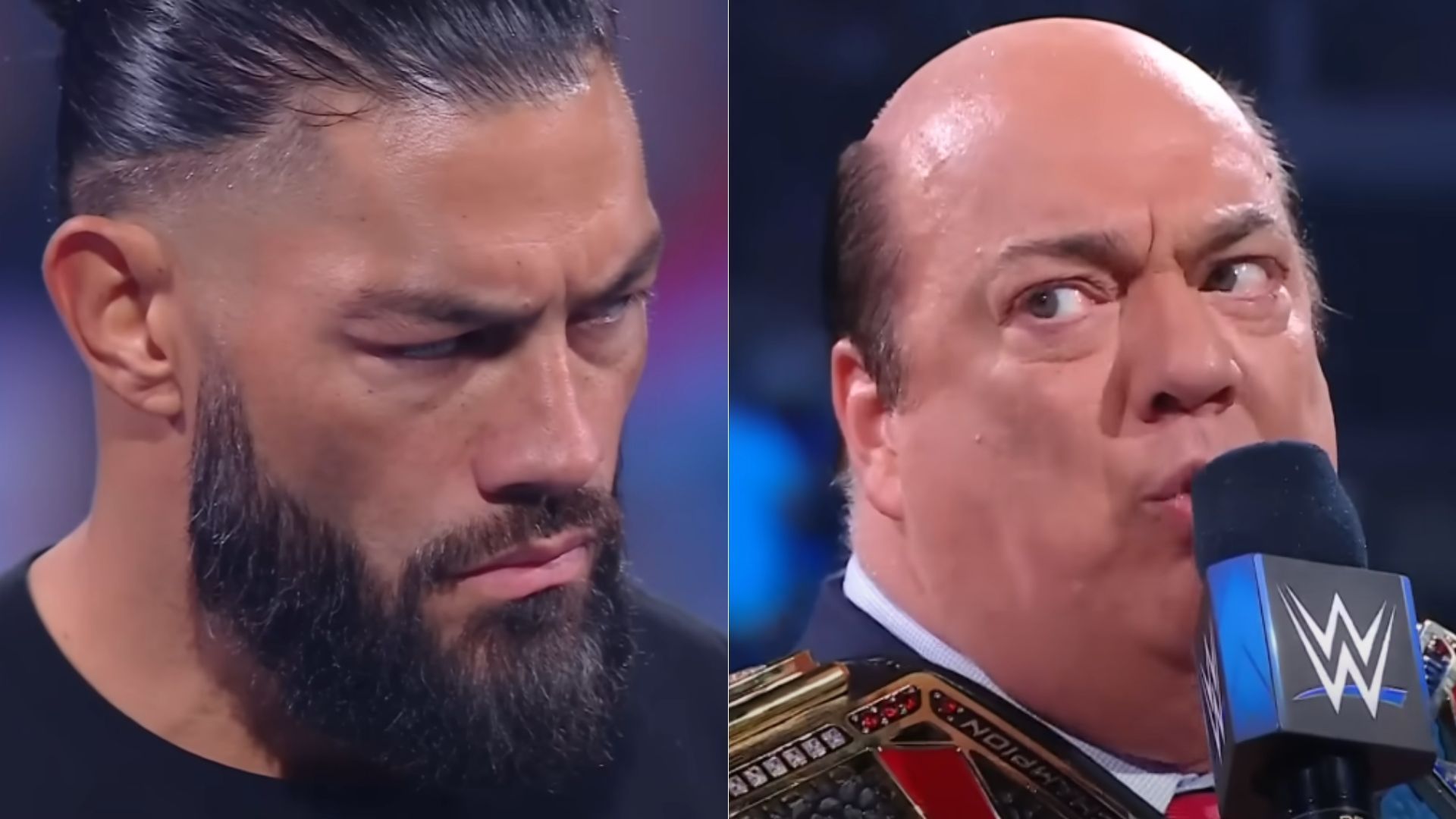 Roman Reigns (left); Paul Heyman (right)