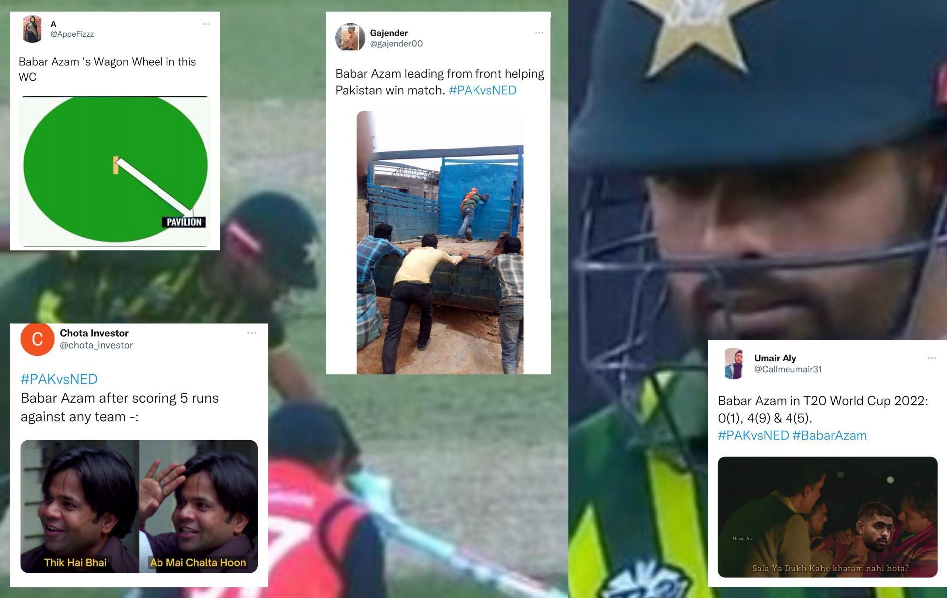 Babar Azam scored four runs off five balls during his brief stay at the crease. (Pics: Twitter)