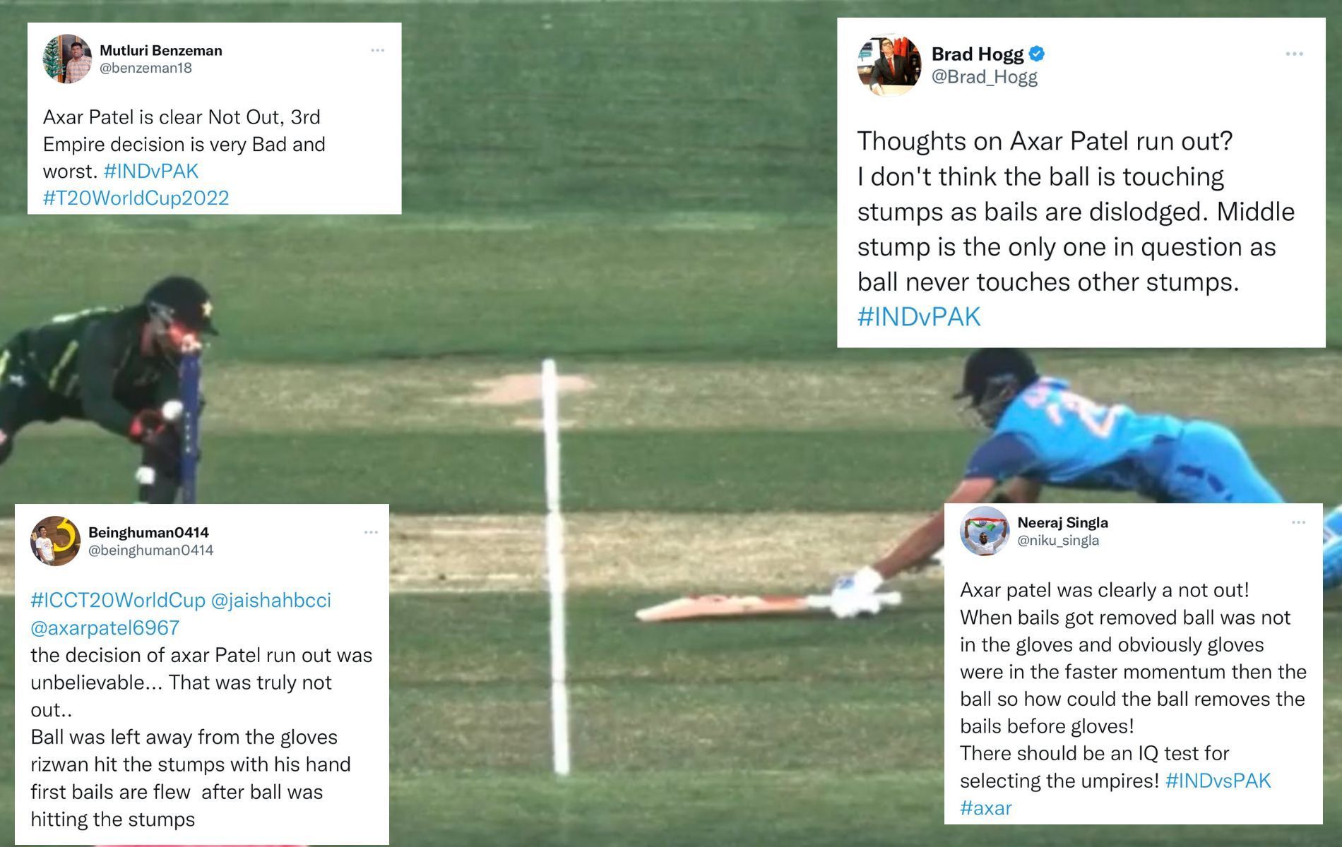 Axar Patel scored two runs off three balls against Pakistan. (Pics: Twitter)