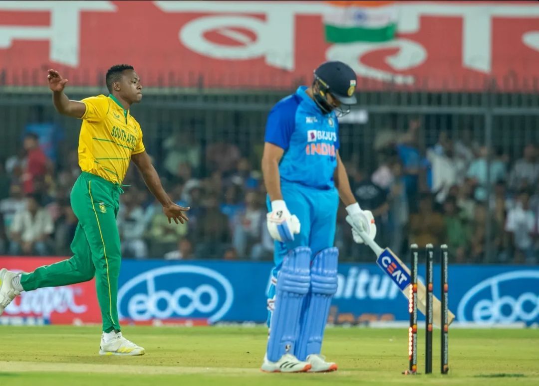 Kagiso Rabada dismissed Rohit Sharma for a duck in the third T20I [Pic Credit: BCCI]