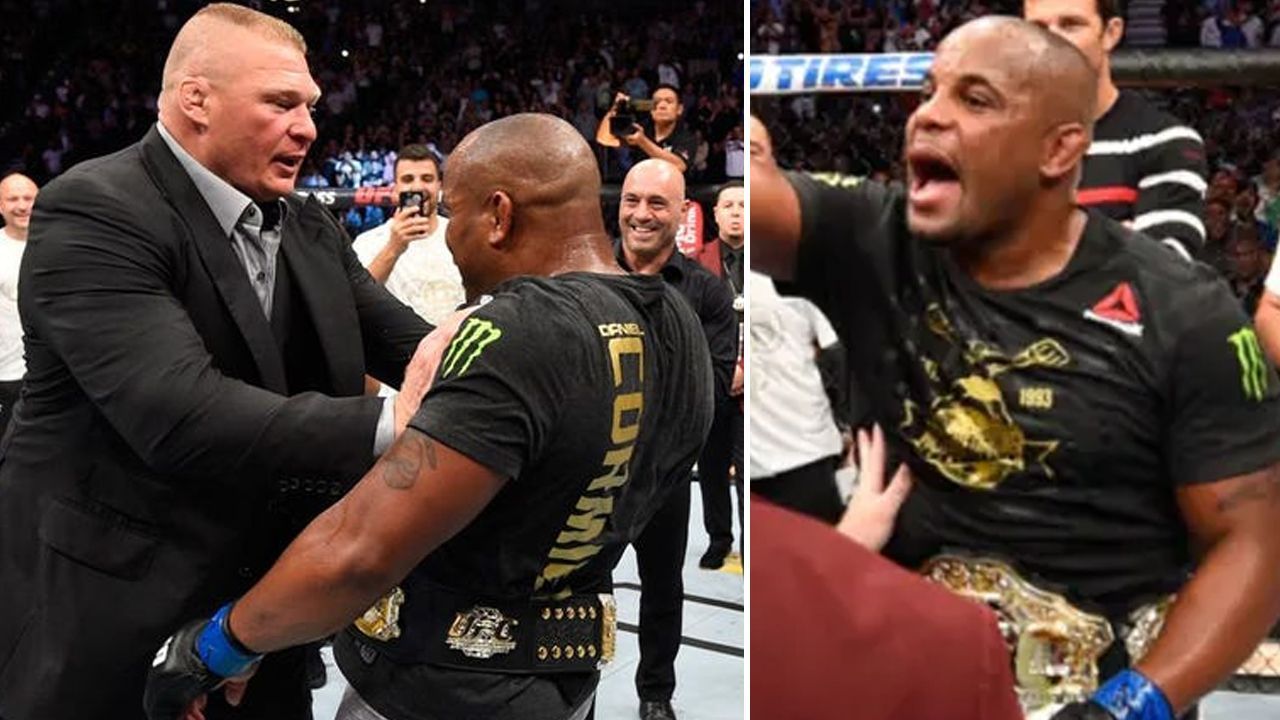 Brock Lesnar pushed Daniel Cormier at UFC 22 in 2018.