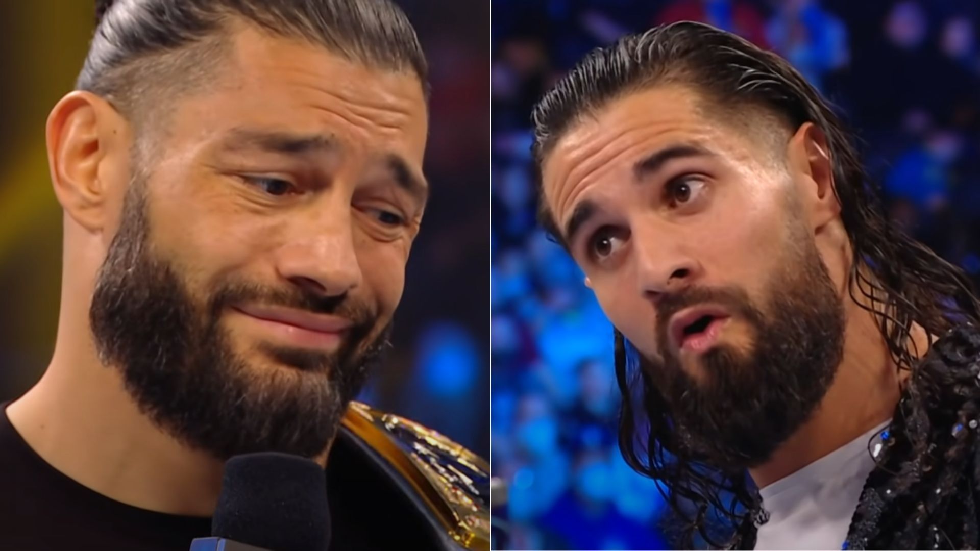 Roman Reigns (left); Seth Rollins (right)