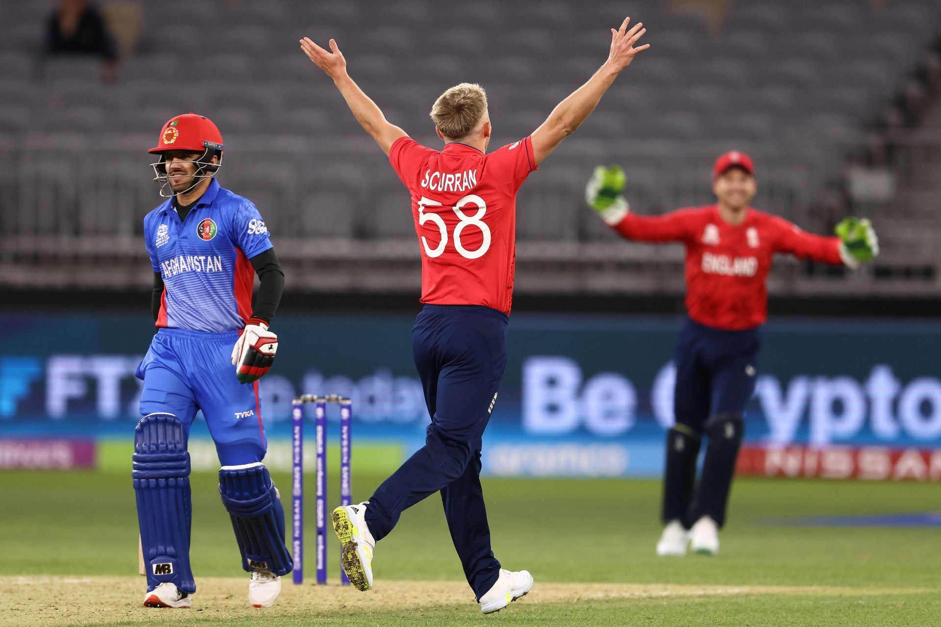 Sam Curran celebrates after completing his five-fer. Pic: Getty Images